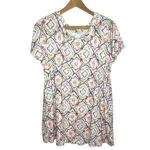 LANE BRYANT Floral Print Flutter Short Sleeve Top